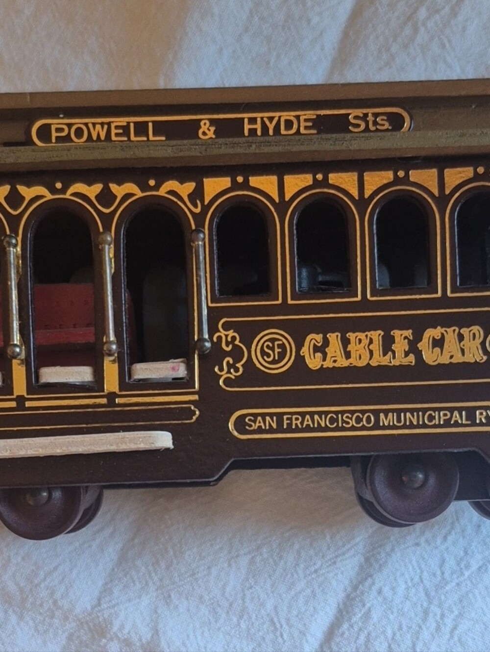 San Francisco Cable Car Decorative Figurine - Brown & Gold